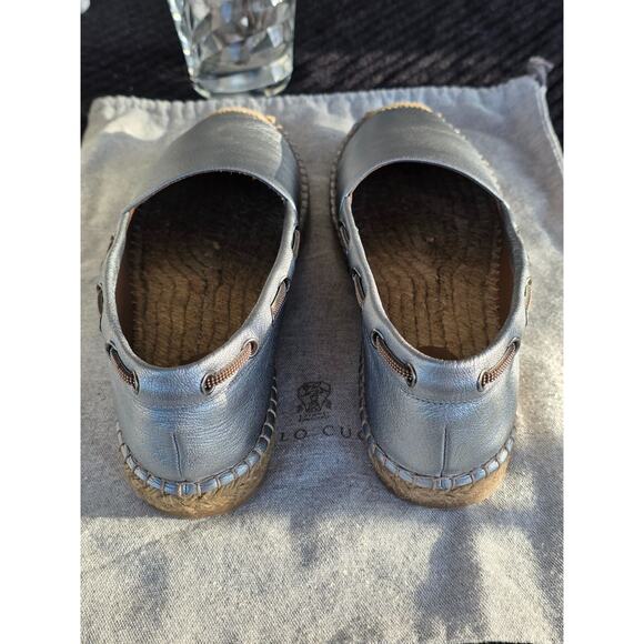 Brunello Cucinelli Womens Sky Blue Espadrille Flats Leather Size US 9.5 EU 40 - Picture 13 of 16